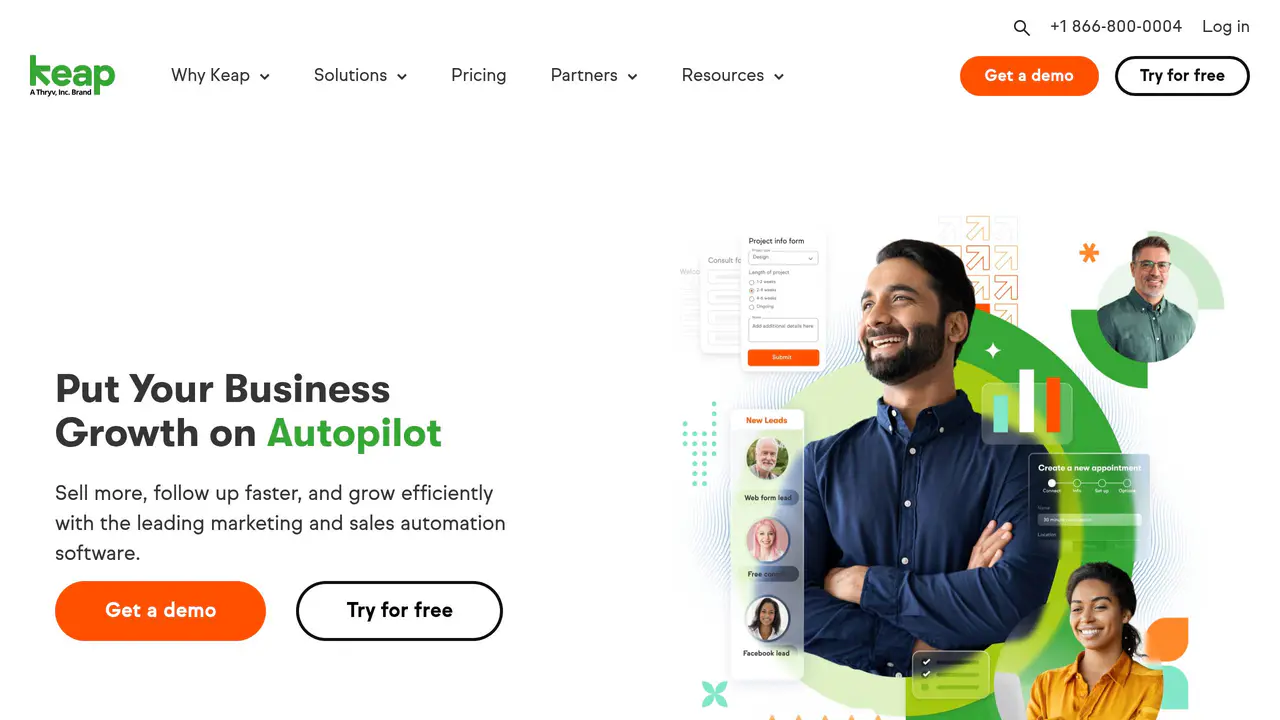 Homepage preview of Keap, captured Aug 2, 2026