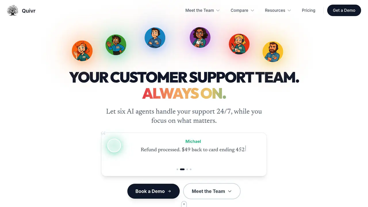 Homepage preview of Quivr, captured Jul 26, 2026