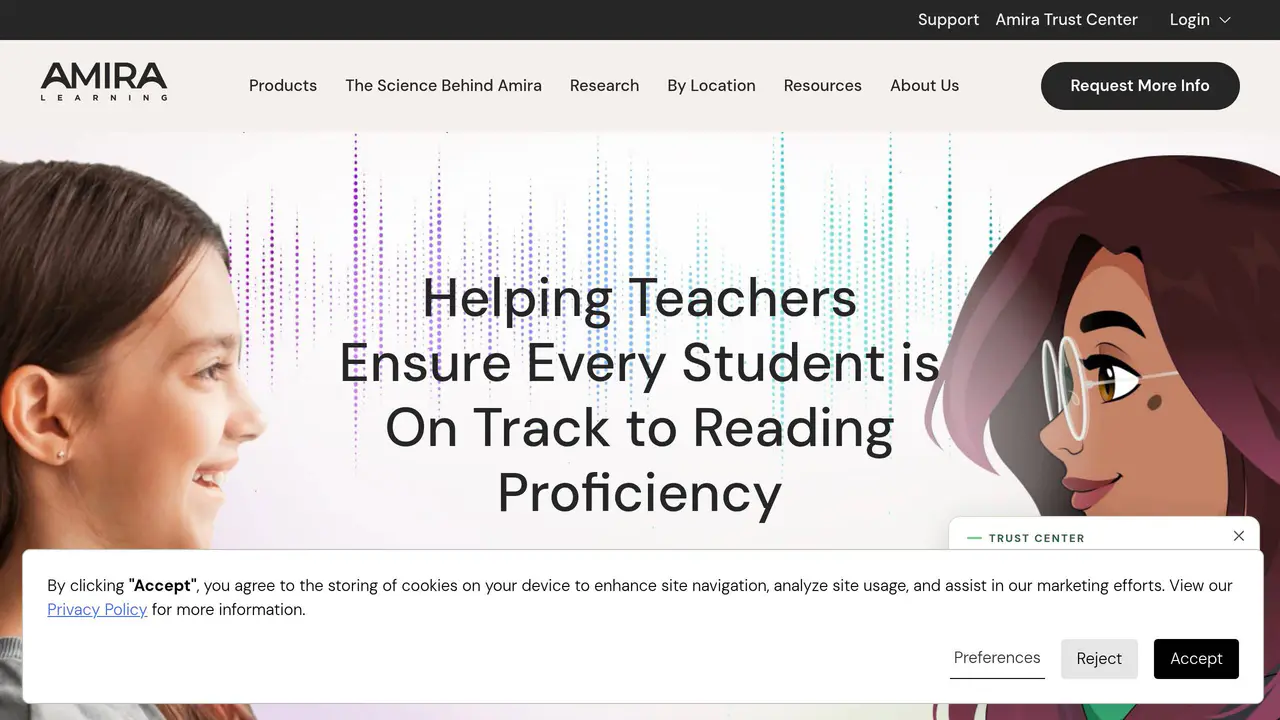 Homepage preview of Amira Learning, captured Sep 10, 2026