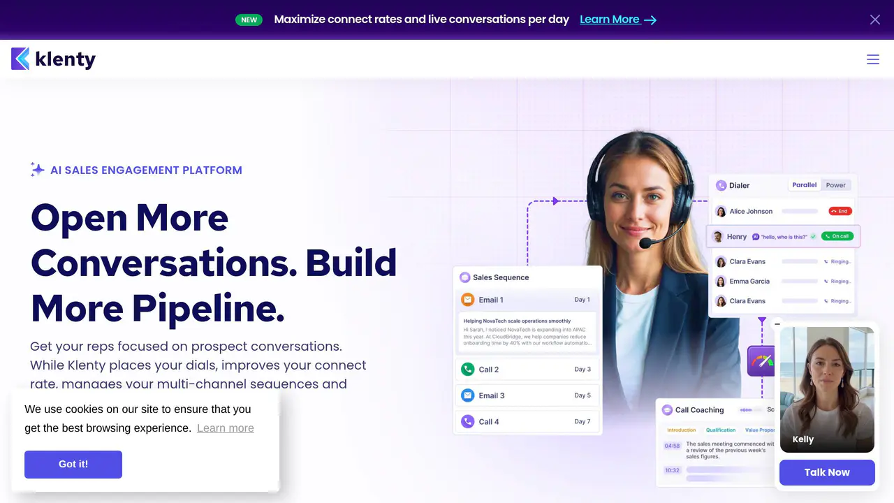 Homepage preview of Klenty, captured Aug 6, 2026