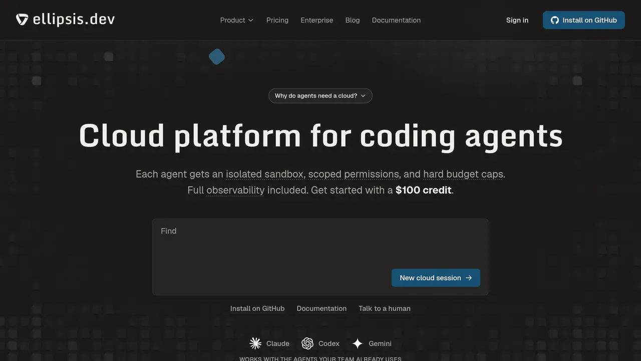 Homepage preview of Ellipsis, captured Jul 23, 2026
