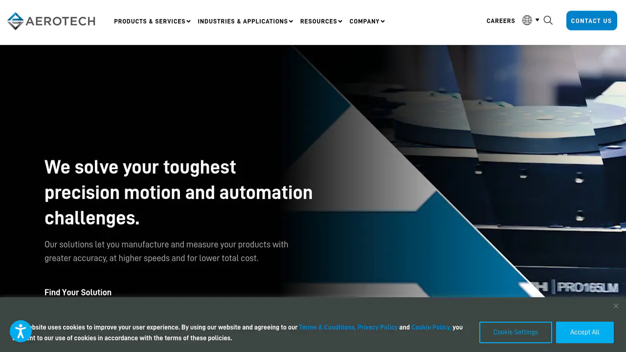 Homepage preview of Aerotech, captured Sep 4, 2026