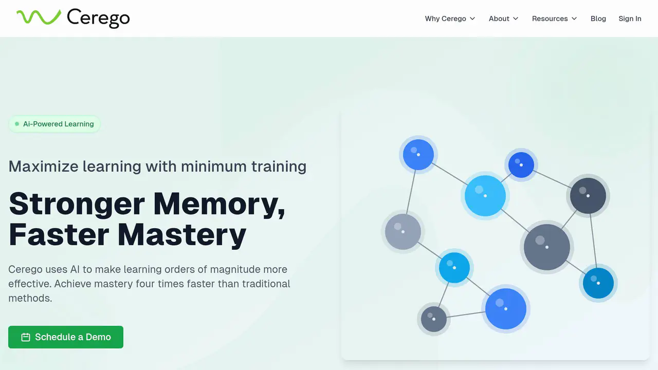 Homepage preview of Cerego, captured Jul 29, 2026