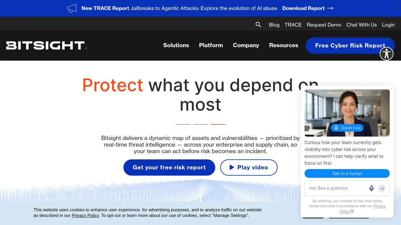 Homepage preview of Bitsight, captured Aug 26, 2026