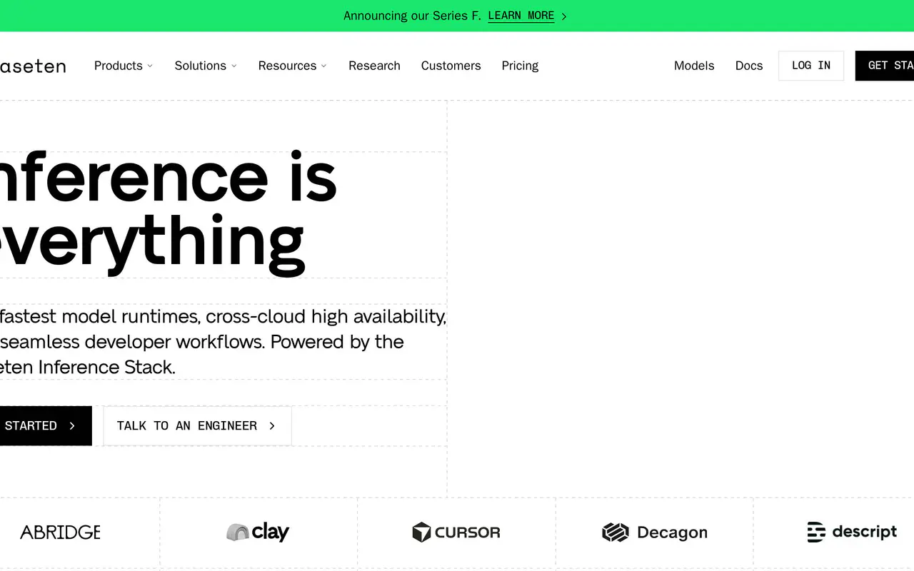 Homepage preview of Baseten, captured Jul 21, 2026