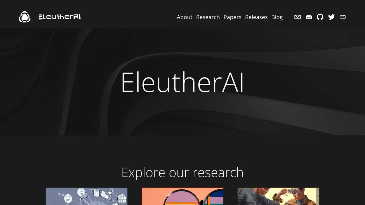 Homepage preview of EleutherAI, captured Jul 27, 2026