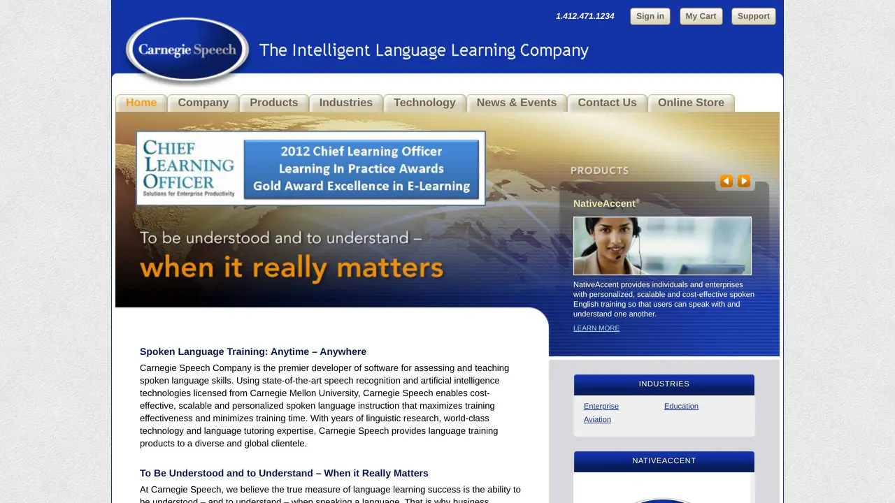 Homepage preview of Carnegie Speech, captured Jul 24, 2026