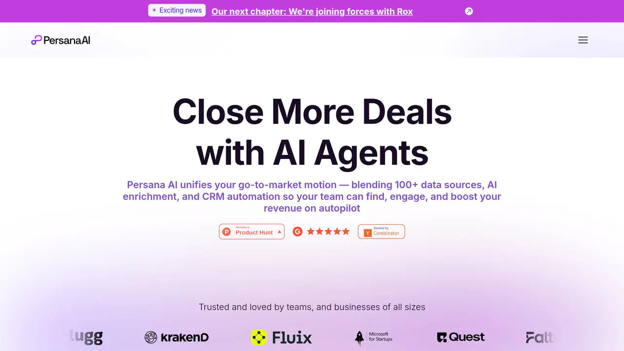 Homepage preview of Persana.ai, captured Jul 31, 2026