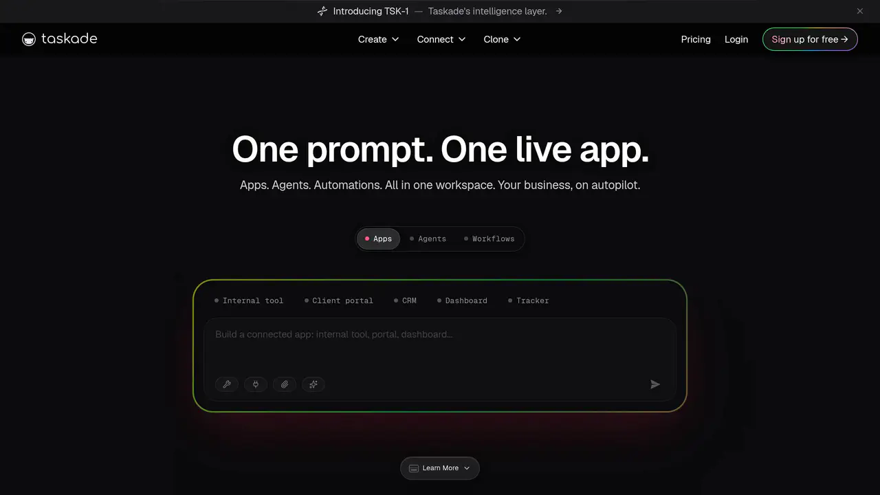 Homepage preview of Taskade, captured Jul 23, 2026