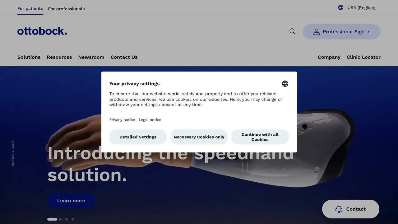 Homepage preview of Ottobock, captured Sep 21, 2026