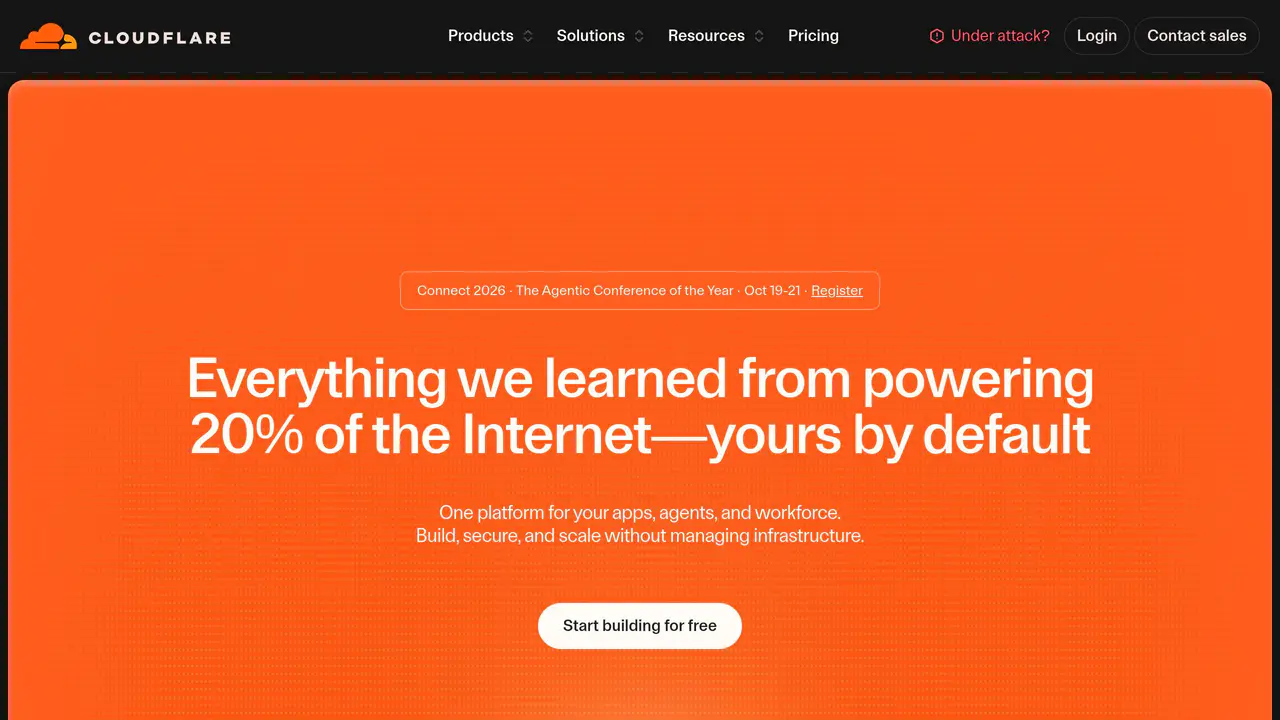 Homepage preview of Cloudflare, captured Aug 2, 2026