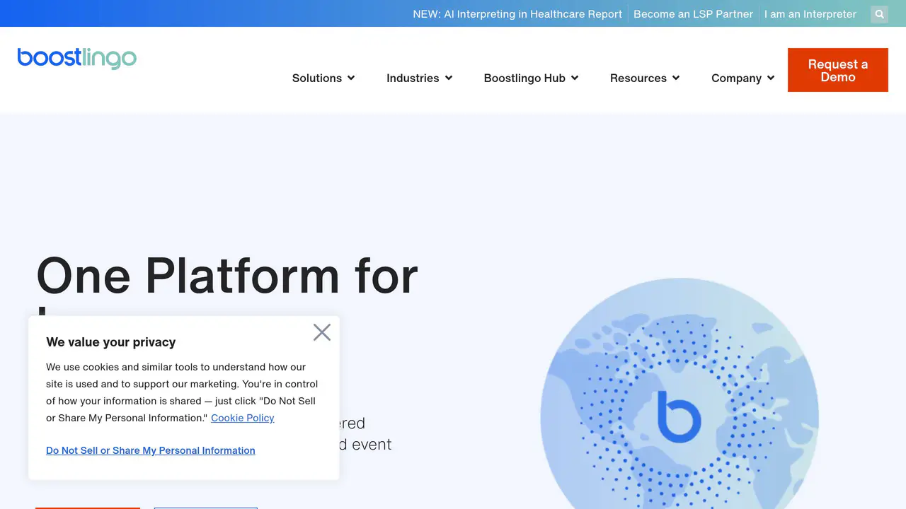 Homepage preview of Boostlingo, captured Aug 7, 2026
