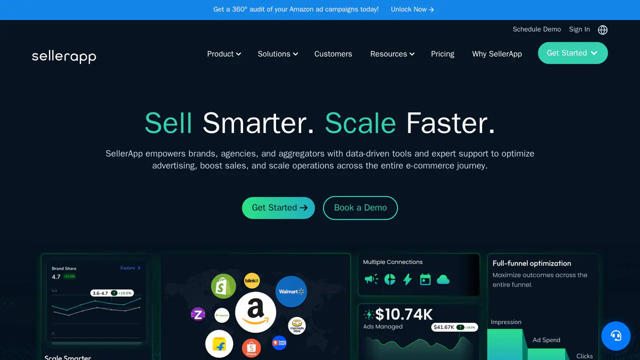 Homepage preview of SellerApp, captured Jul 24, 2026
