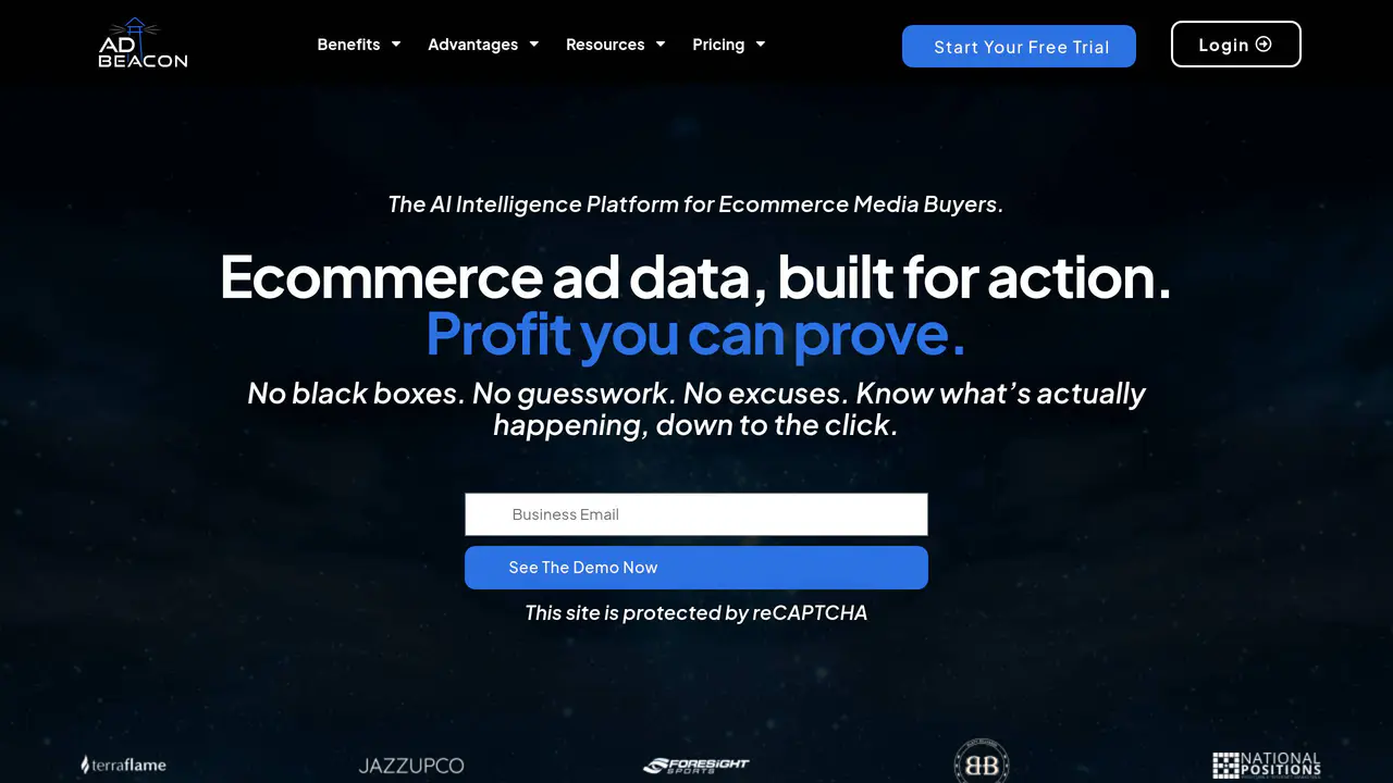 Homepage preview of AdBeacon, captured Sep 25, 2026