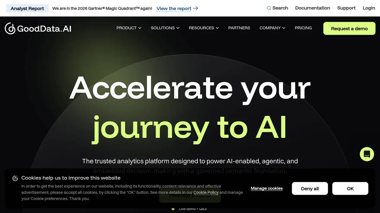 Homepage preview of GoodData, captured Jul 31, 2026
