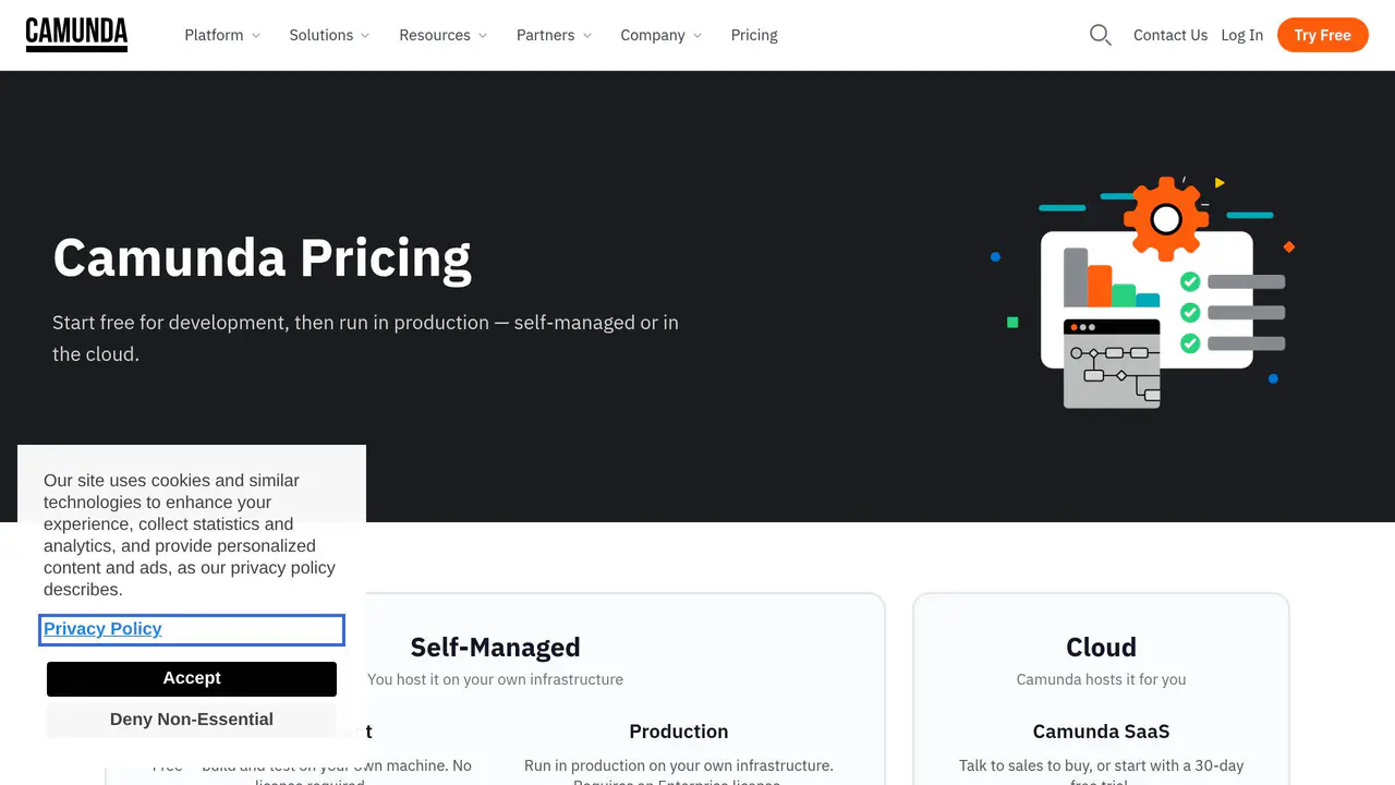 Pricing-page preview of Camunda, captured Aug 12, 2026