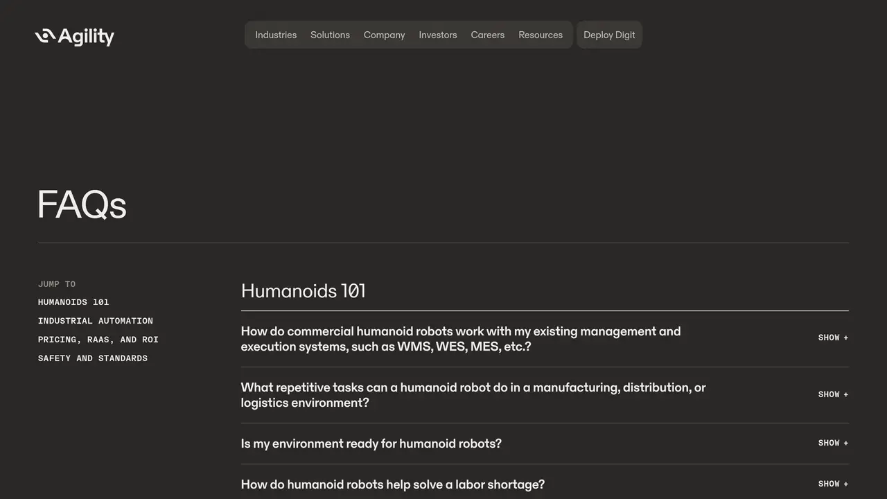 Pricing-page preview of Agility Robotics, captured Aug 12, 2026