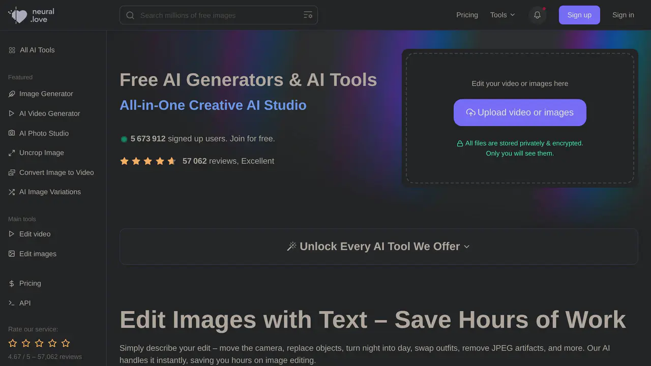 Homepage preview of Neural.love, captured Jul 23, 2026