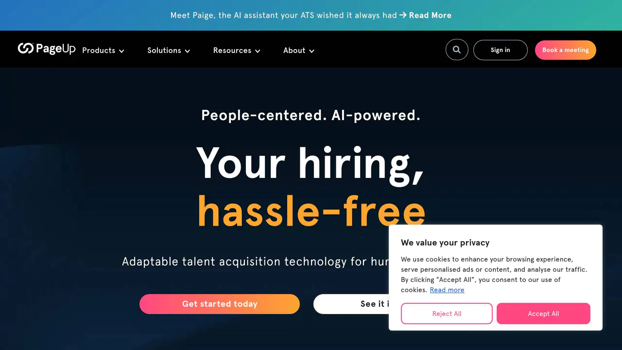 Homepage preview of PageUp, captured Jul 23, 2026