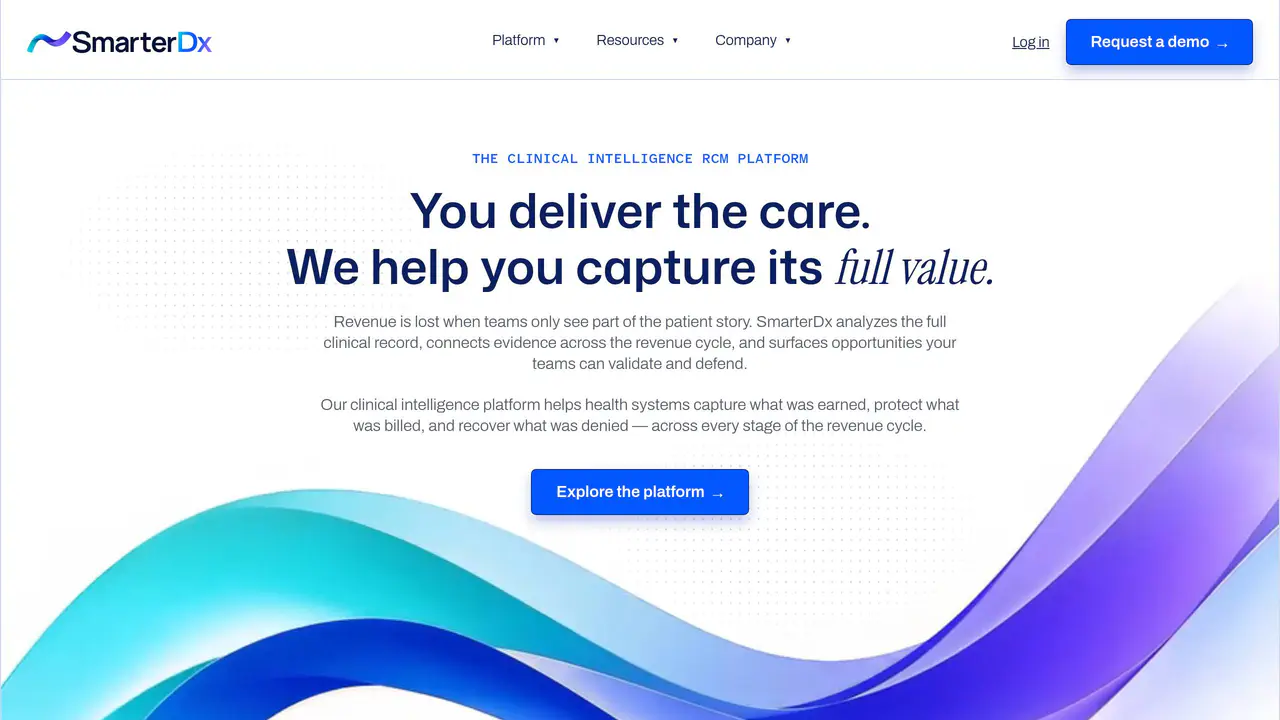 Homepage preview of SmarterDx, captured Sep 2, 2026