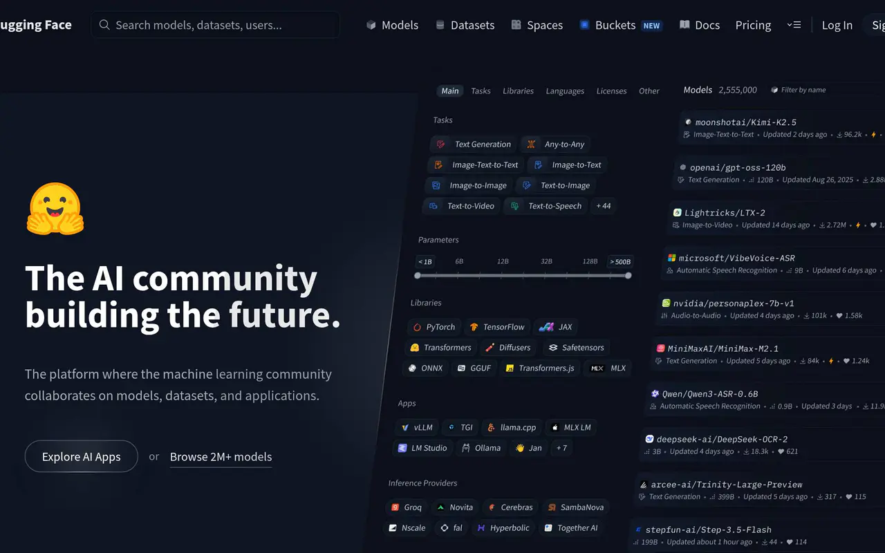 Homepage preview of HuggingChat, captured Jul 21, 2026