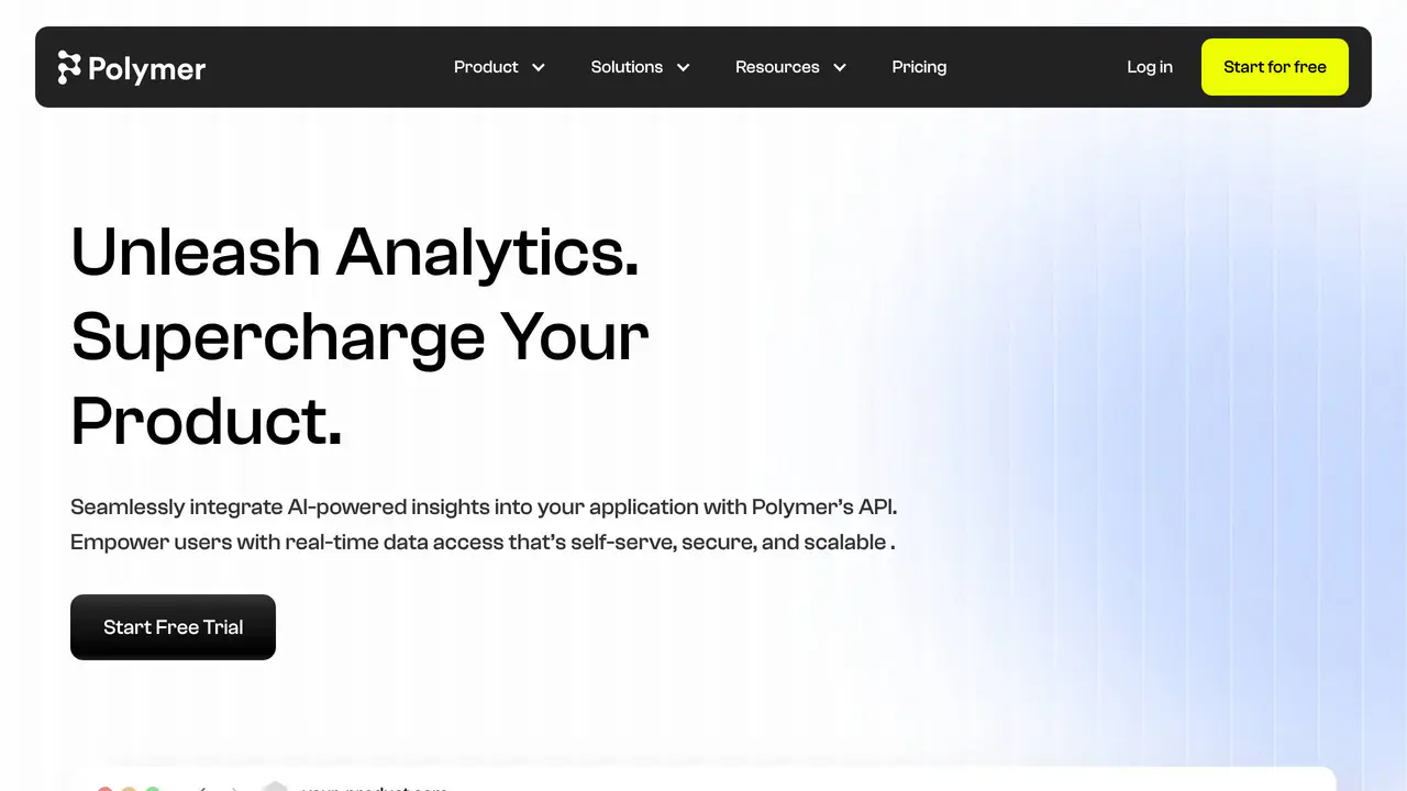 Homepage preview of Polymer, captured Aug 3, 2026