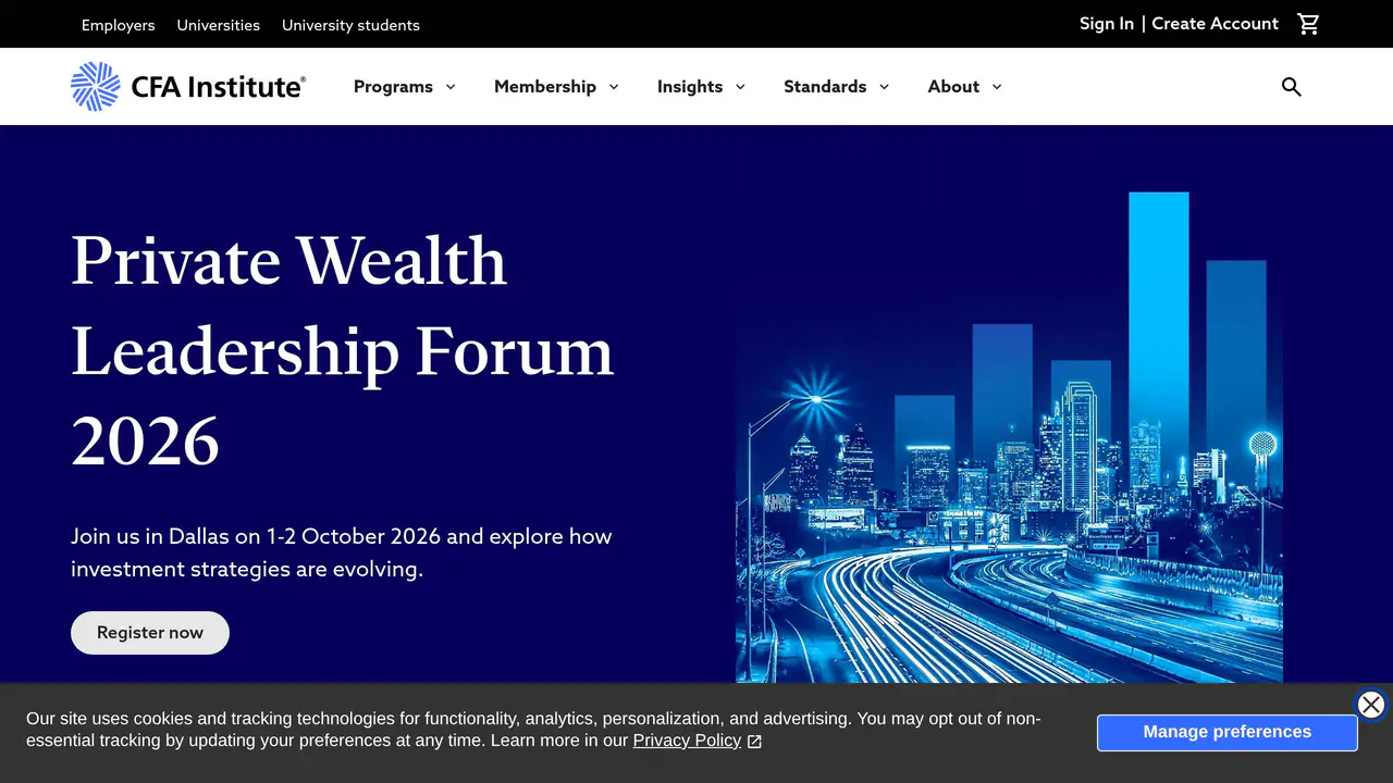 Homepage preview of CFA Institute, captured Jul 25, 2026