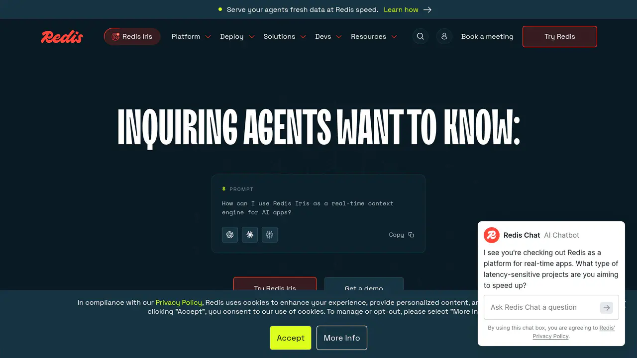 Homepage preview of Redis Vector Search, captured Jul 24, 2026