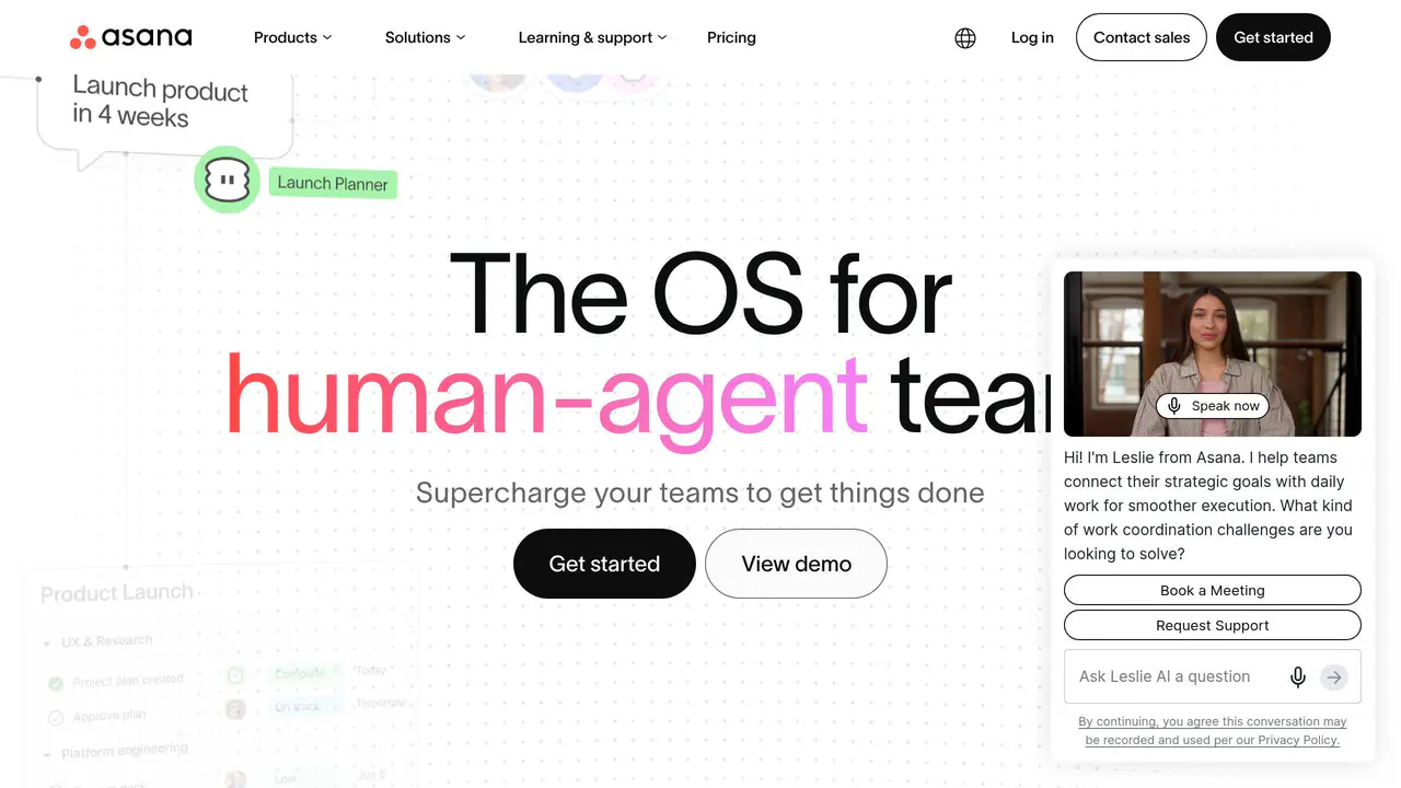 Homepage preview of Asana, captured Jul 23, 2026
