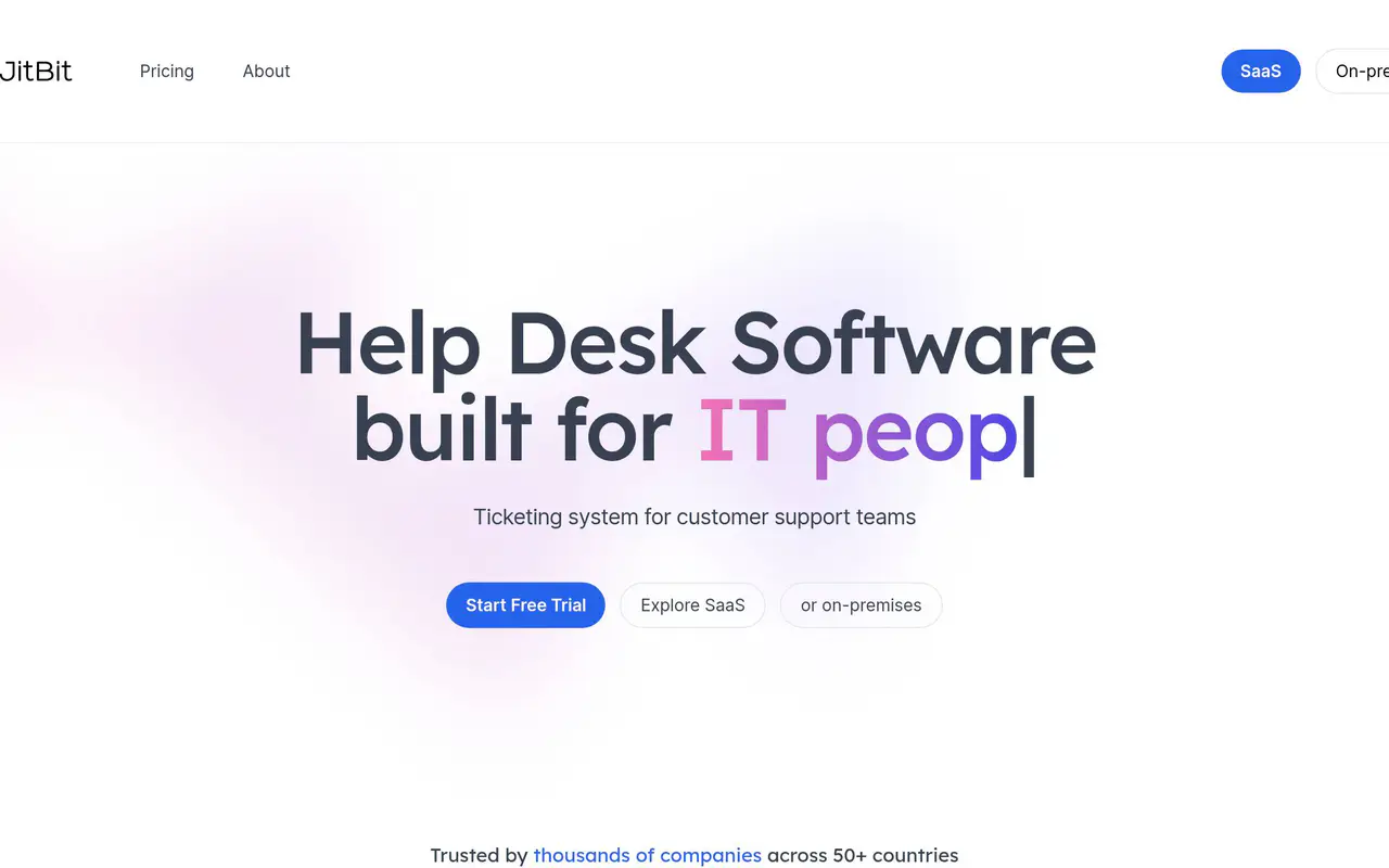 Homepage preview of Jitbit Helpdesk, captured Jul 22, 2026