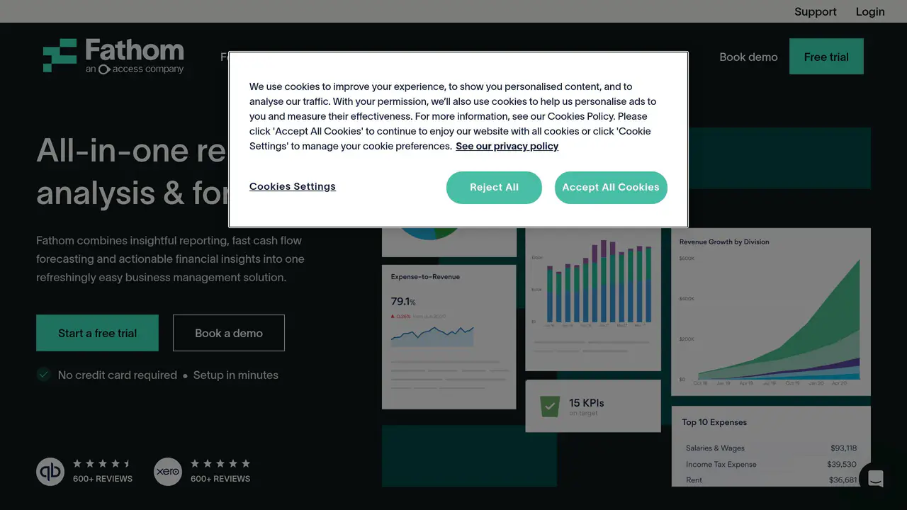 Homepage preview of Fathom, captured Sep 1, 2026