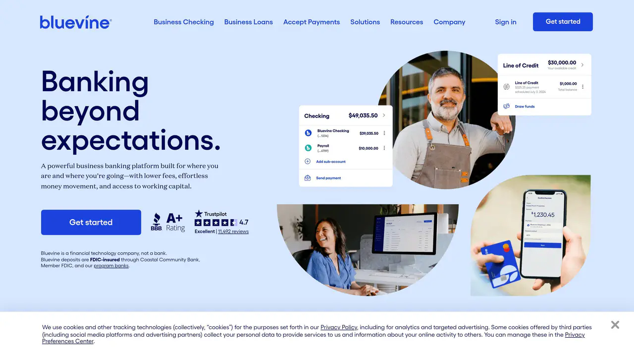Homepage preview of Bluevine, captured Sep 15, 2026
