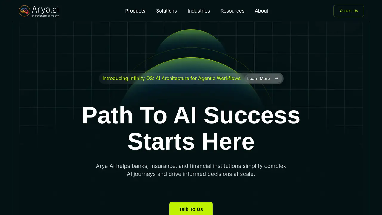 Homepage preview of Arya.ai, captured Jul 24, 2026