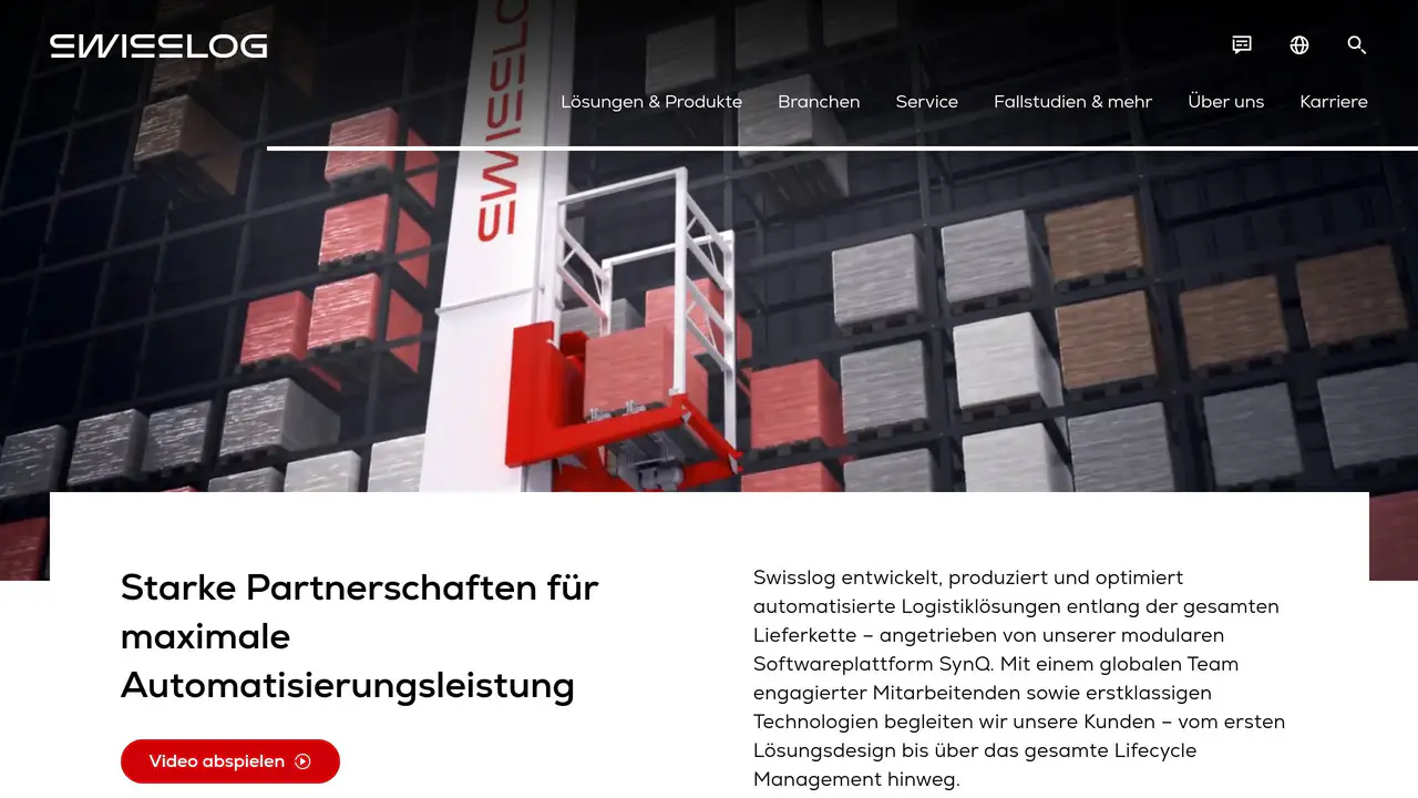 Homepage preview of Swisslog, captured Jul 28, 2026