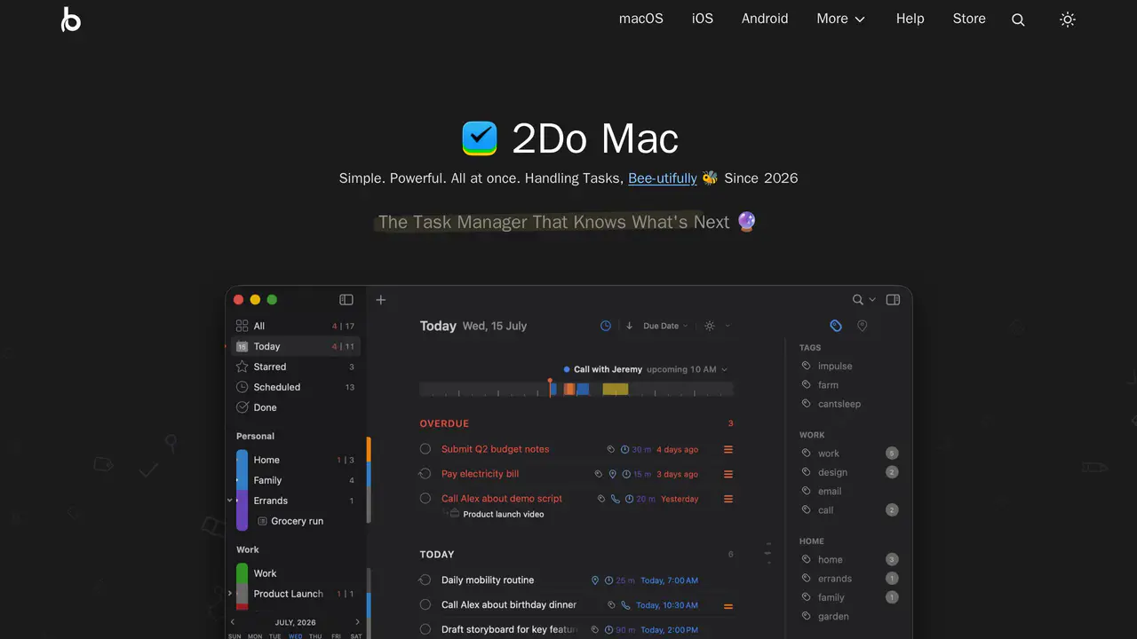 Homepage preview of 2Do, captured Jul 31, 2026