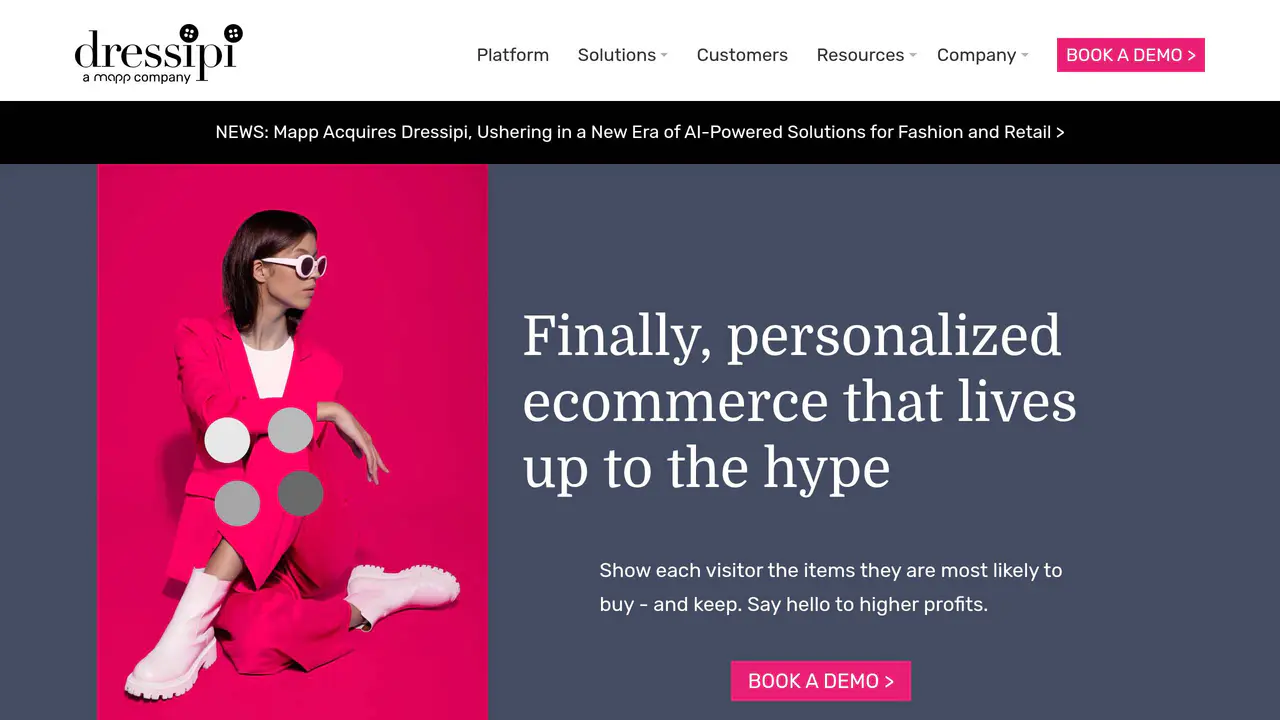 Homepage preview of Dressipi, captured Aug 4, 2026
