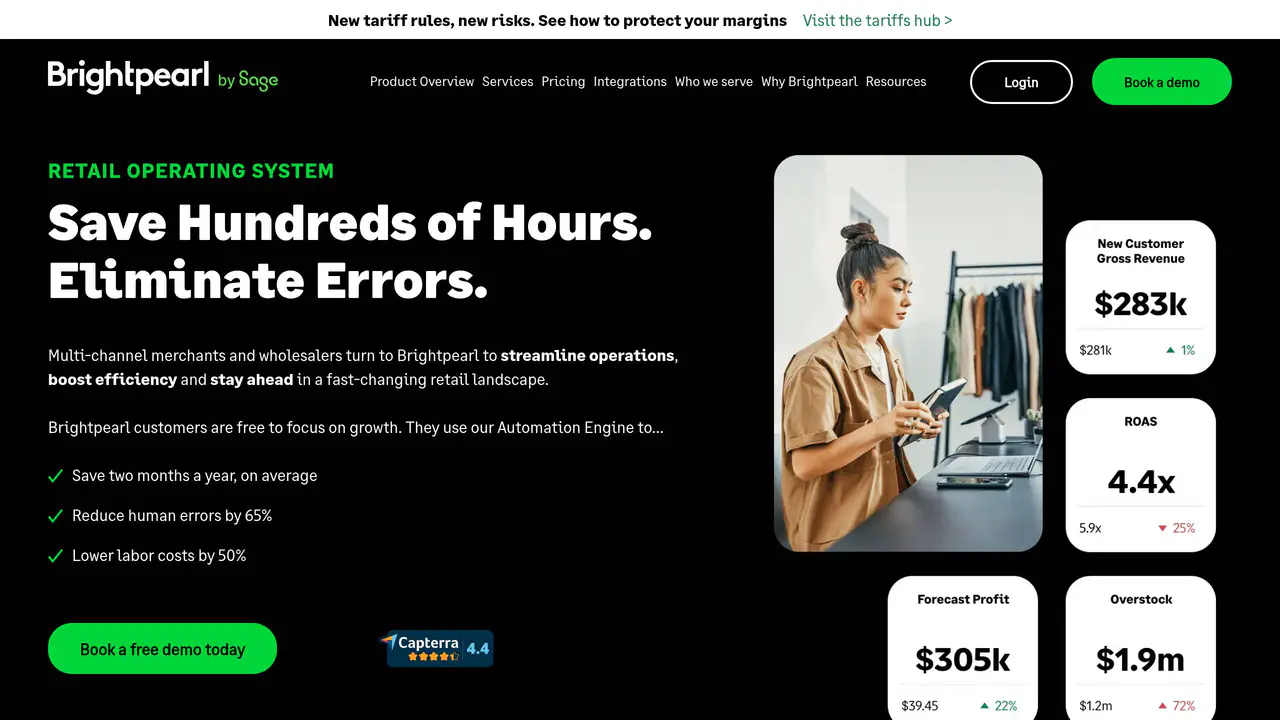 Homepage preview of Brightpearl, captured Jul 29, 2026