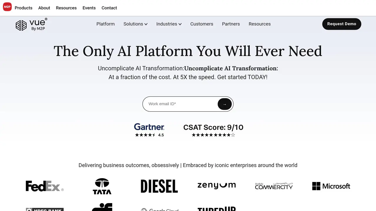 Homepage preview of Vue.ai, captured Jul 23, 2026