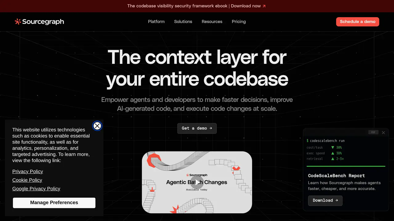 Homepage preview of Sourcegraph Cody, captured Sep 22, 2026