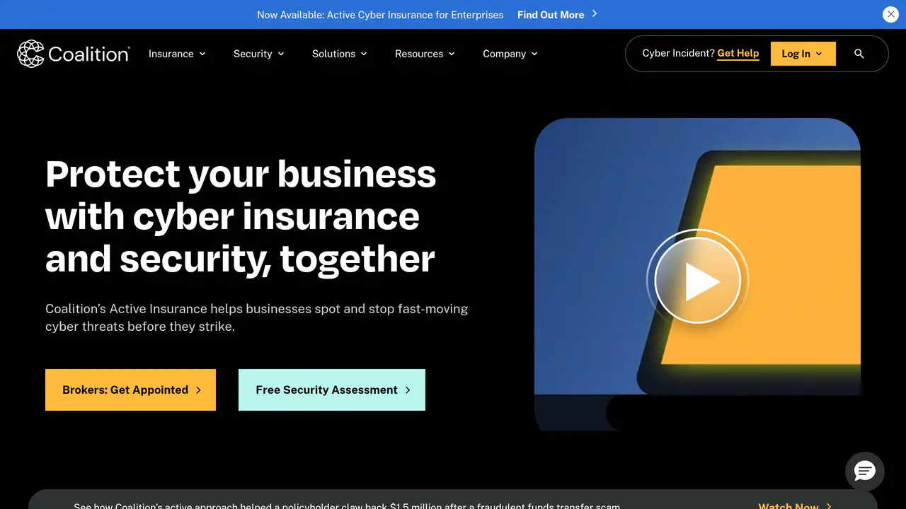 Homepage preview of Coalition, captured Aug 25, 2026