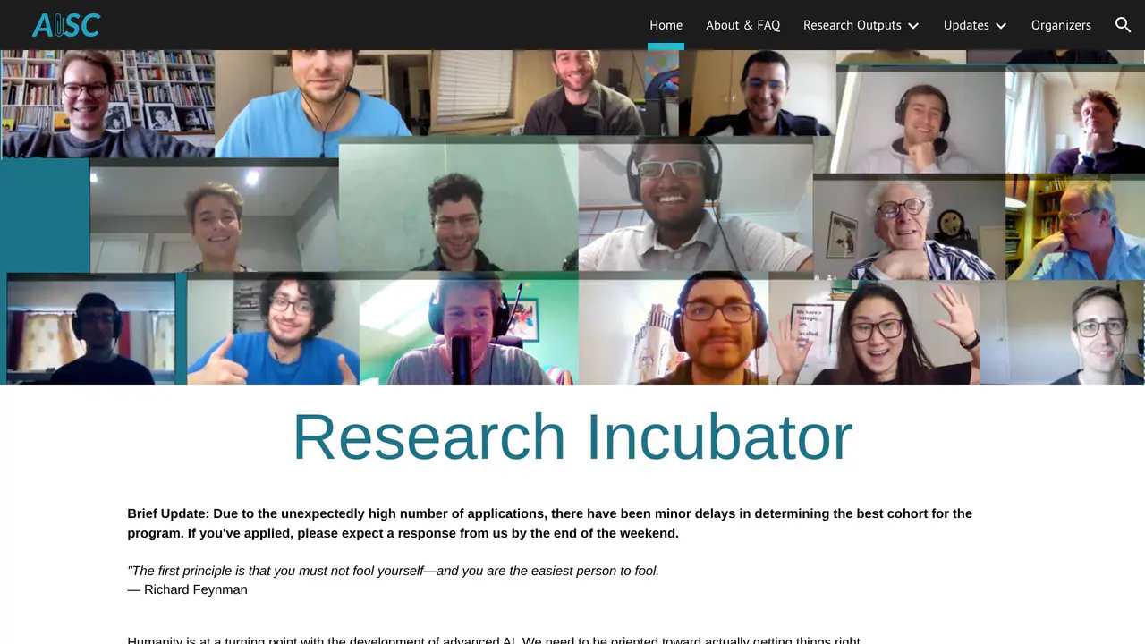Homepage preview of AI Safety Camp, captured Aug 6, 2026