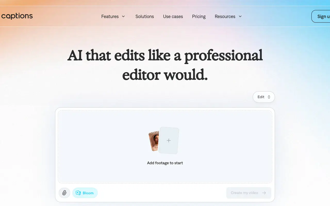 Homepage preview of Captions, captured Jul 21, 2026