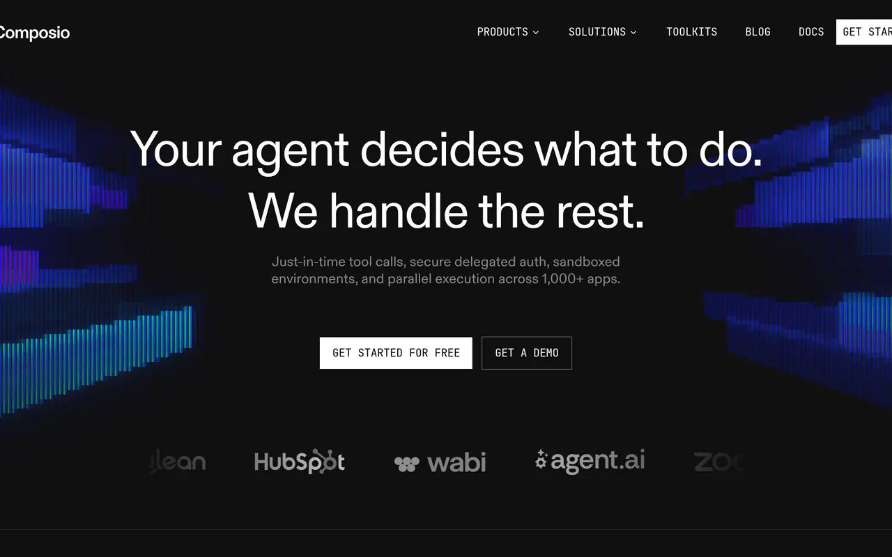 Homepage preview of Composio, captured Jul 21, 2026