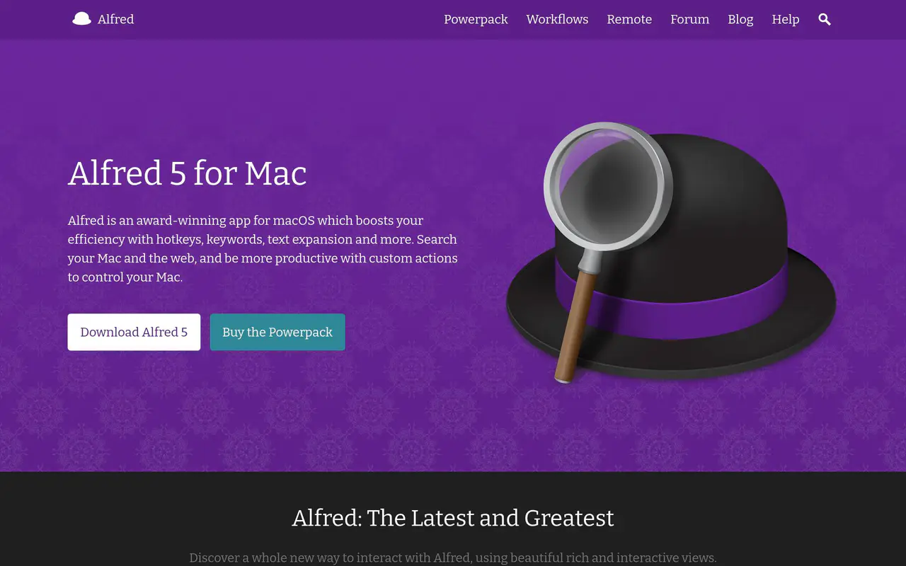 Homepage preview of Alfred, captured Jul 21, 2026