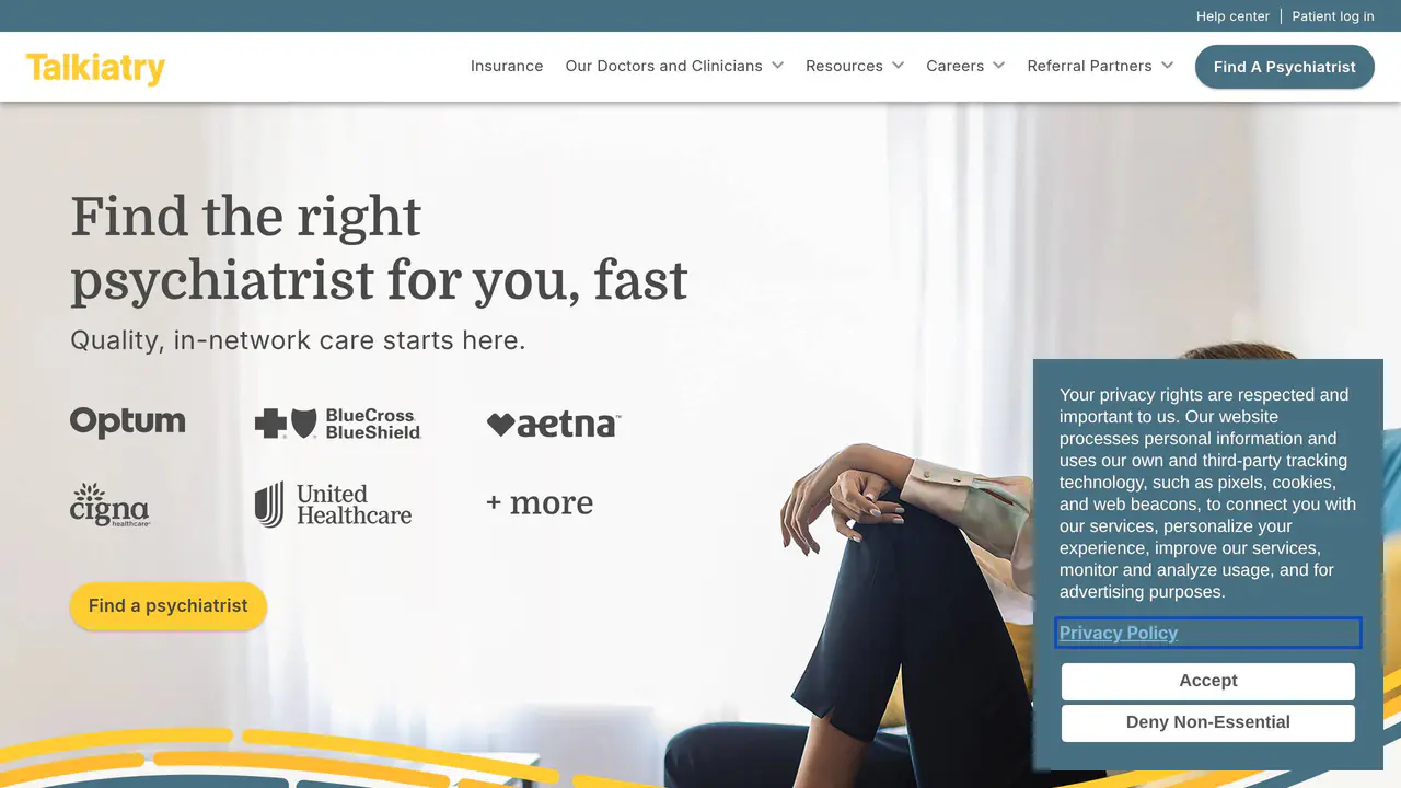 Pricing-page preview of Talkiatry, captured Jul 23, 2026