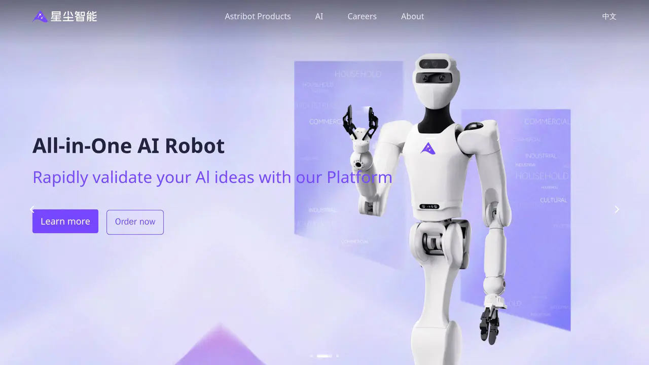 Homepage preview of Astribot, captured Sep 15, 2026