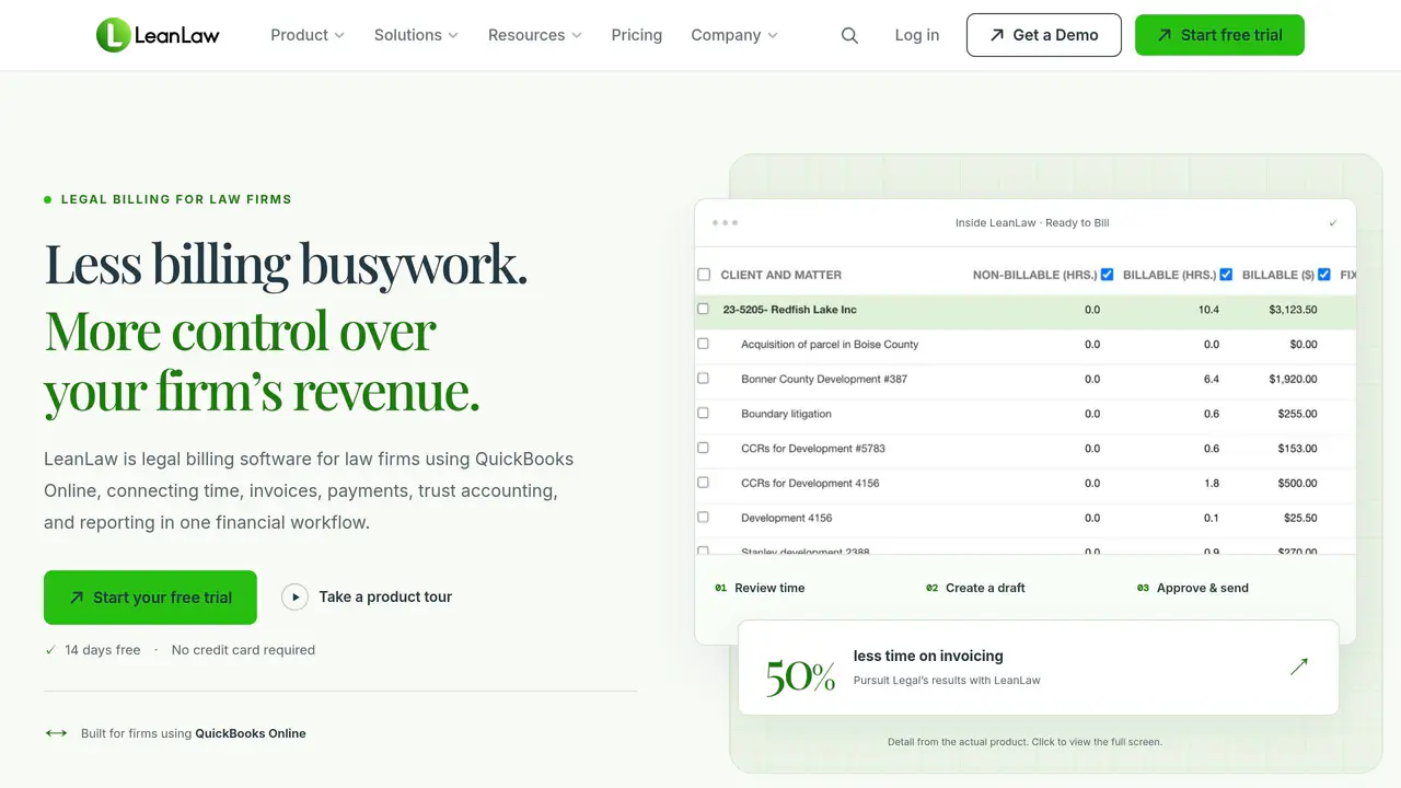 Homepage preview of LeanLaw, captured Sep 22, 2026