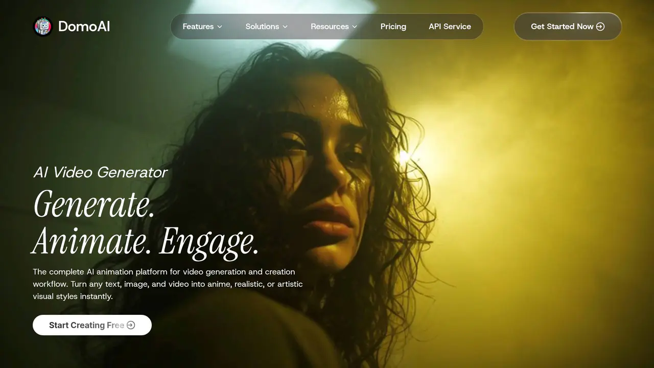 Homepage preview of Domo AI, captured Aug 14, 2026