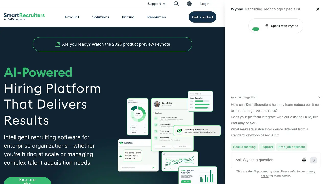 Homepage preview of SmartRecruiters, captured Aug 3, 2026