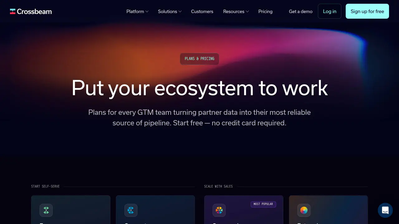 Pricing-page preview of Crossbeam, captured Jul 23, 2026